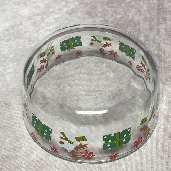 Temp-Tations Holiday Reindeer & Gifts Glass Bowl W/ Light Green Lid & Vent - Picture 6 of 8